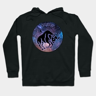 Taurus Astrology Zodiac Sign - Taurus Bull Astrology Birthday Gifts - Stars Space and Black - Purple Glow Hoodie